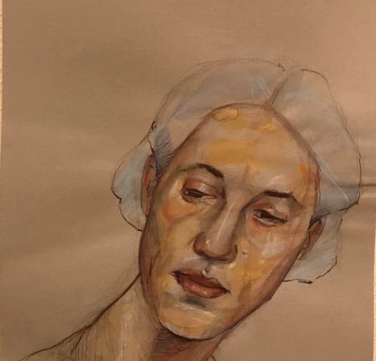 7-Sketch-Woman-2020-Mixed-media-and-watercolor-on-paper-12-x-9