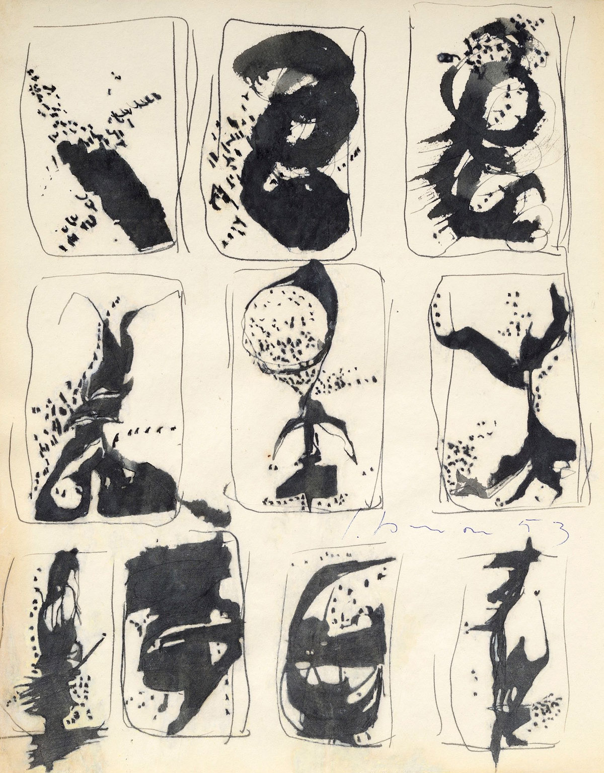 Lucio-Fontana-Untitled-Ten-Studies-for-Concetto-Spaziale-1953