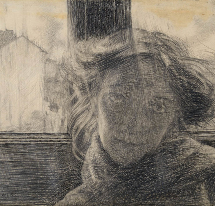 Umberto-Boccioni-Against-the-Light-Controluce-1910