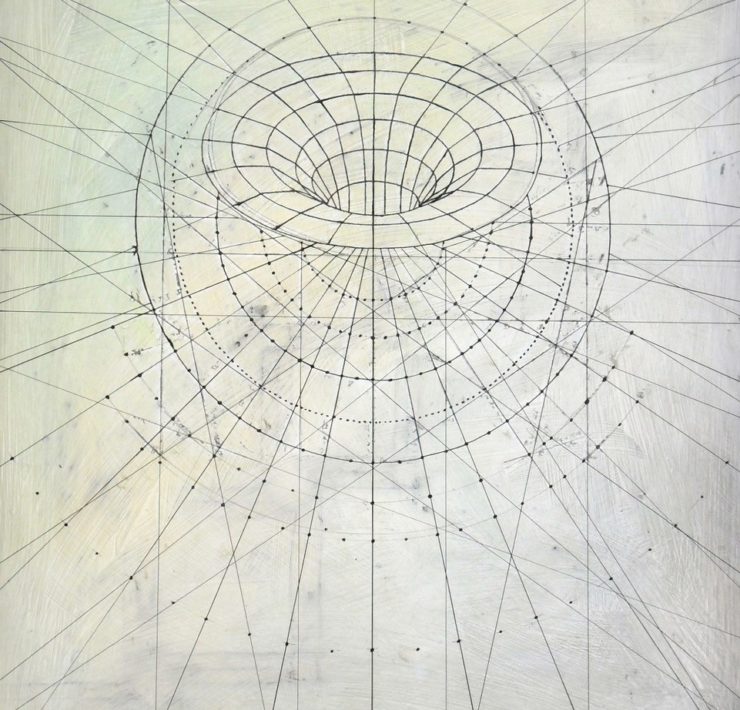 2-Penny-Cerling-_Sundial-Reopened_-2013-Pen-ink-oil-on-wood-23x-20-in.