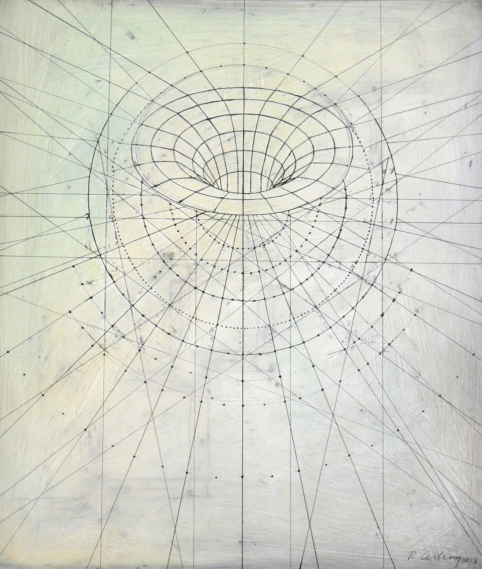 2-Penny-Cerling-_Sundial-Reopened_-2013-Pen-ink-oil-on-wood-23x-20-in.