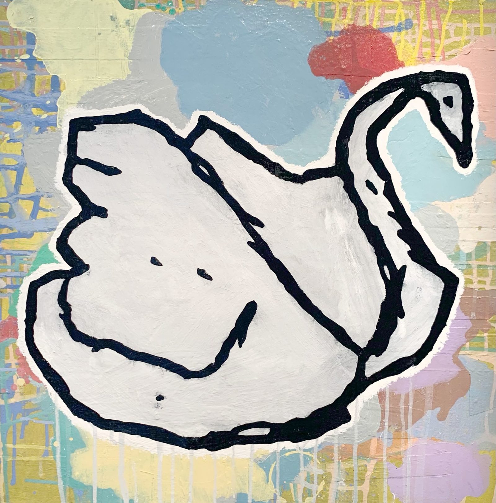 3-Donald-Baechler-“Cold-of-Moons”-2020-acrylic-and-fabric-collage-on-canvas-24-x-24-inches-1