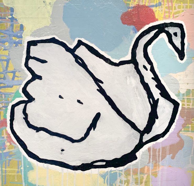 3-Donald-Baechler-“Cold-of-Moons”-2020-acrylic-and-fabric-collage-on-canvas-24-x-24-inches-1