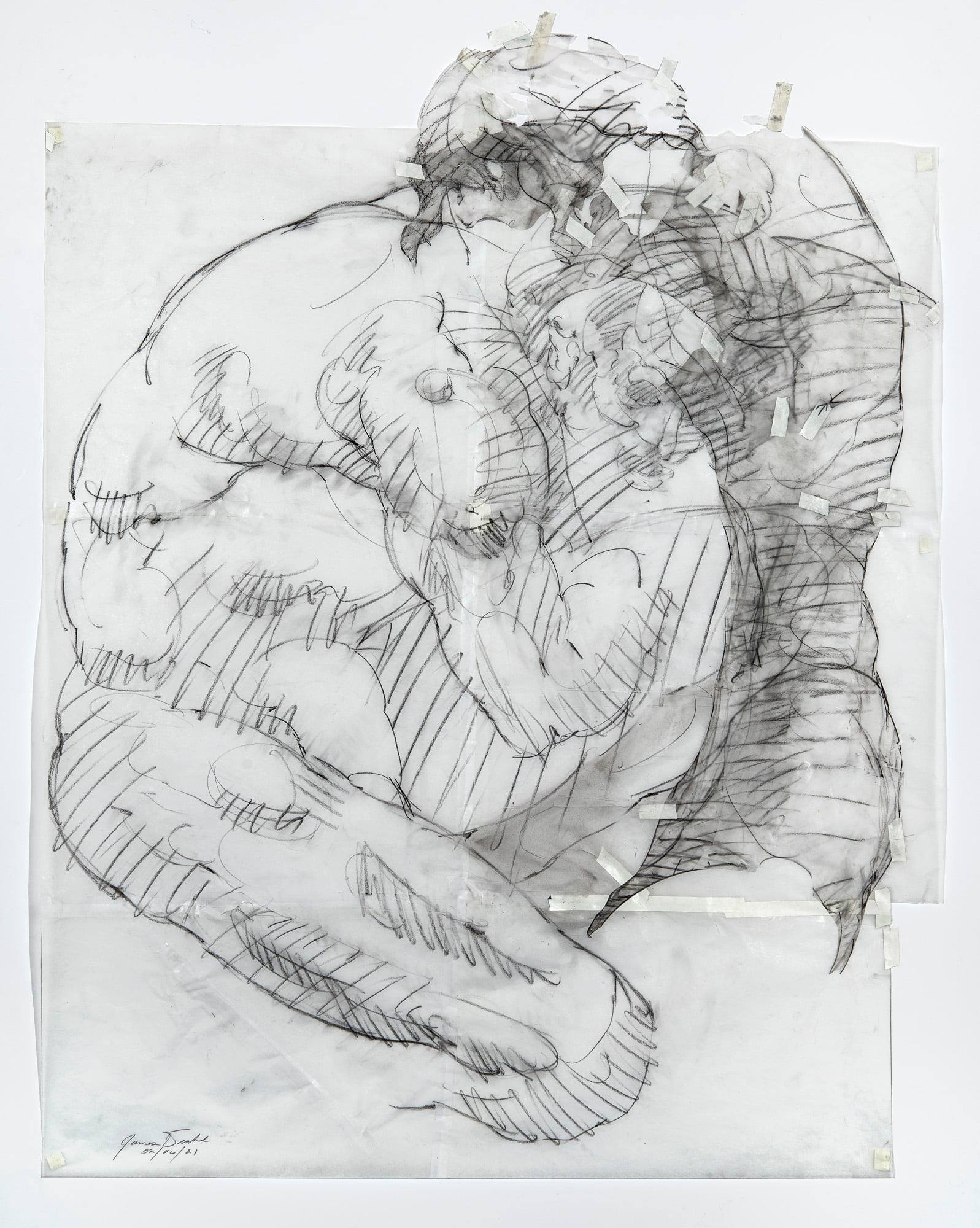 2-James-Drake-_The-Sound-of-Forgiveness-V_-2021-charcoal-pencil-tape-on-paper-55-x-42-inches