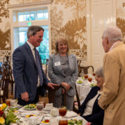 LHSAA Photo 13 (L to R) Honorees Barret Reasoner, class of 1982, Macy Reason Stokes, class of 1985, chat with Karen Comiskey and Gus Comiskey, class of 1958