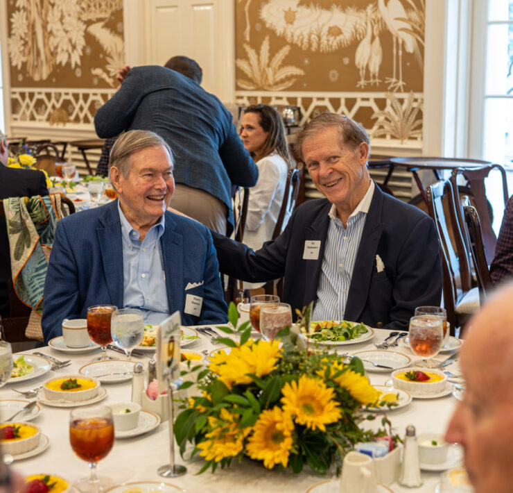 LHSAA Photo 16 – (L to R) 1961 classmates, Harry Burrow and Ray Hankamer, catching up