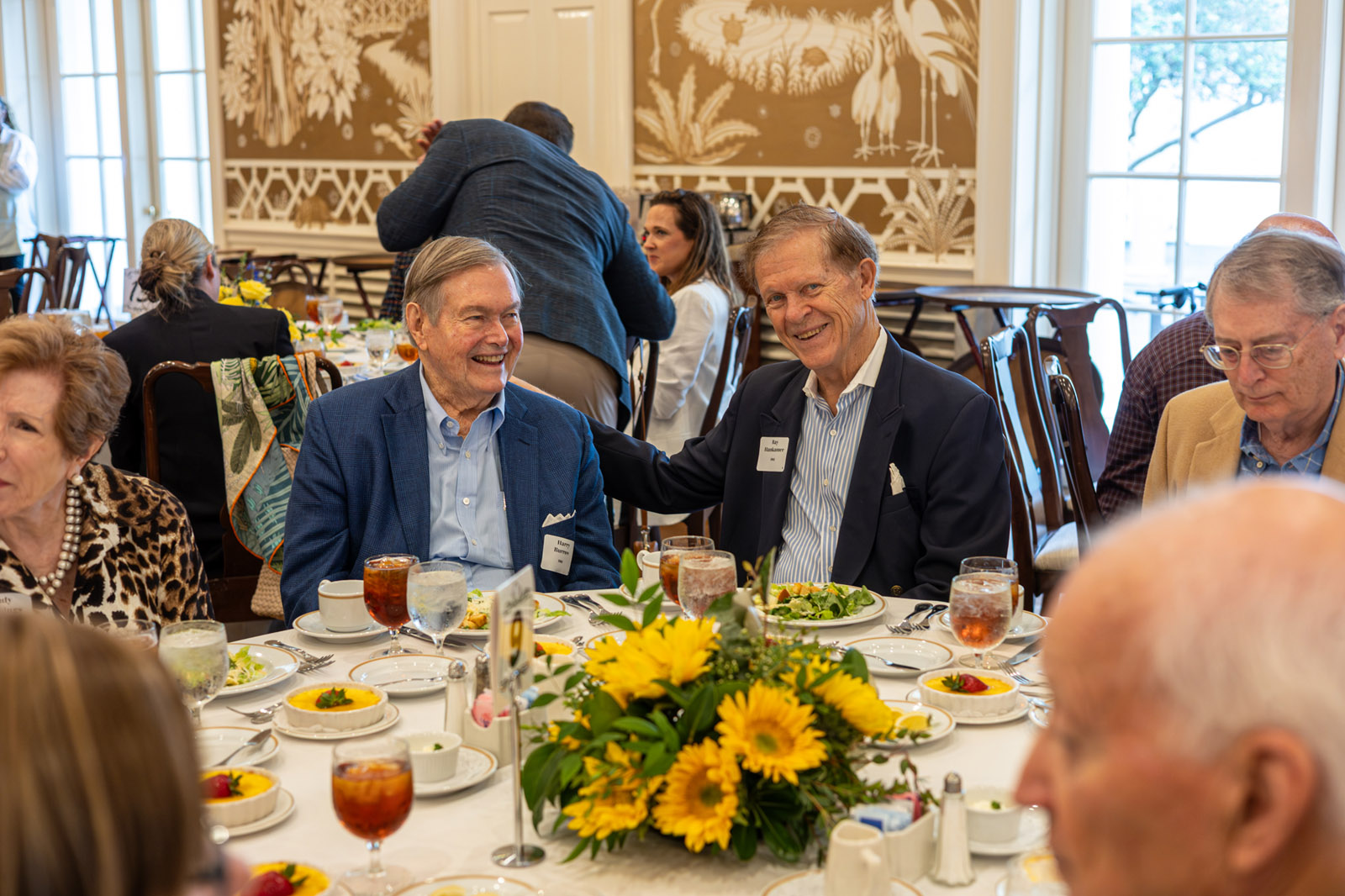 LHSAA Photo 16 – (L to R) 1961 classmates, Harry Burrow and Ray Hankamer, catching up