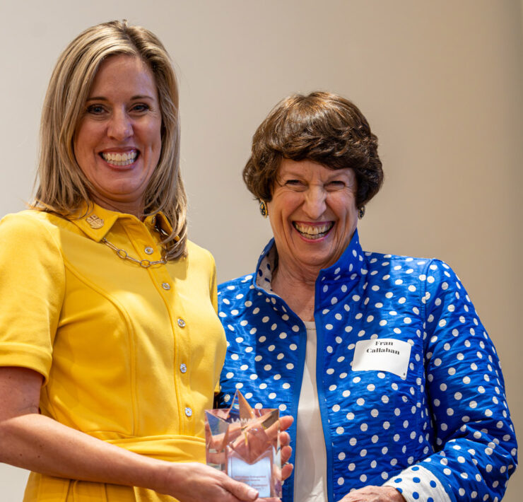 LHSAA Photo 25 (L to R) Dr. Sinda K. Vanderpool, class of 1991, receiving her Reach for the Stars Award from the Lamar Alumni Association Founder and Board Member, Fran Callahan