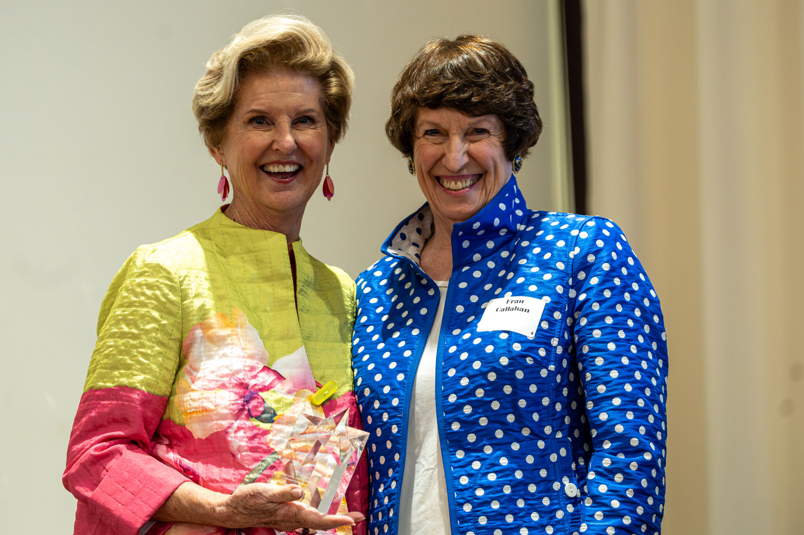 LHSAA Photo 29 (L to R) Terrylin Gregory Neale, class of 1958, receiving her Reach for the Stars Award from the Lamar Alumni Association Founder and Board Member, Fran Callahan