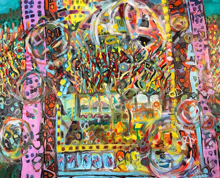 Tumbling Weedeaters, Rock Romano 2026, Acrylic on Panel, 48 x 38